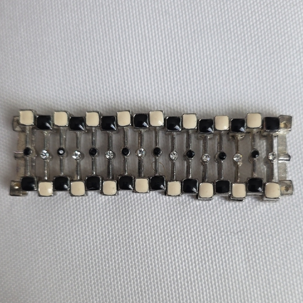 Black & Cream Rhinestone Link Bracelet